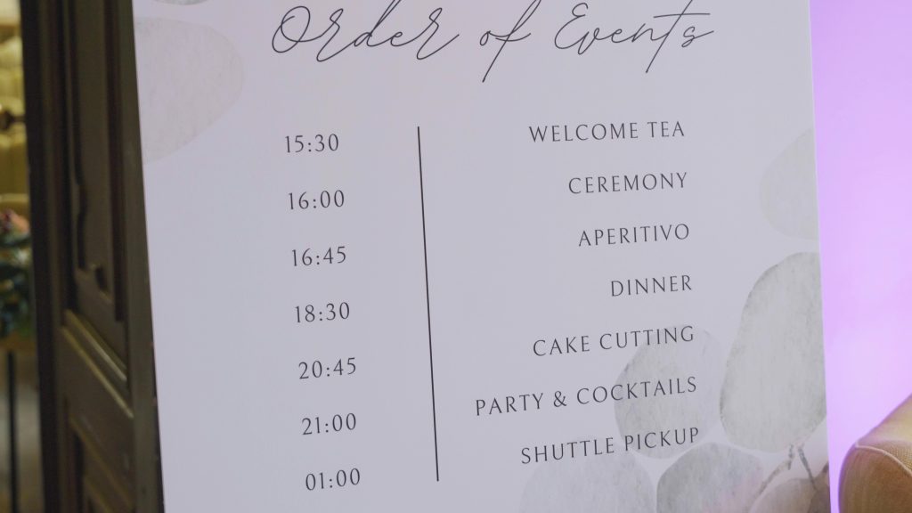 Order of events bruiloft